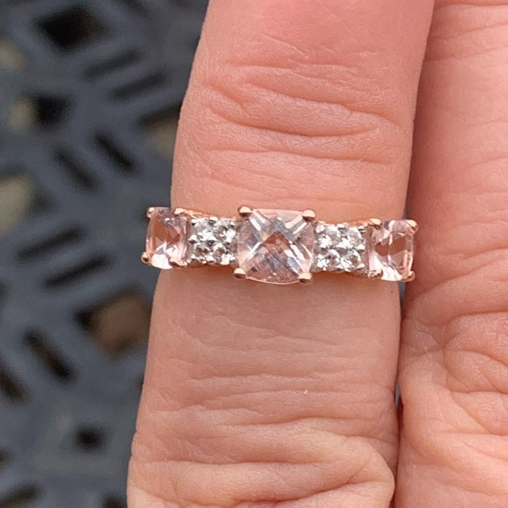 Natural Morganite 1.07 carat Designer 14k Rose Gold over Sterling Size 8 - Picture 8 of 14